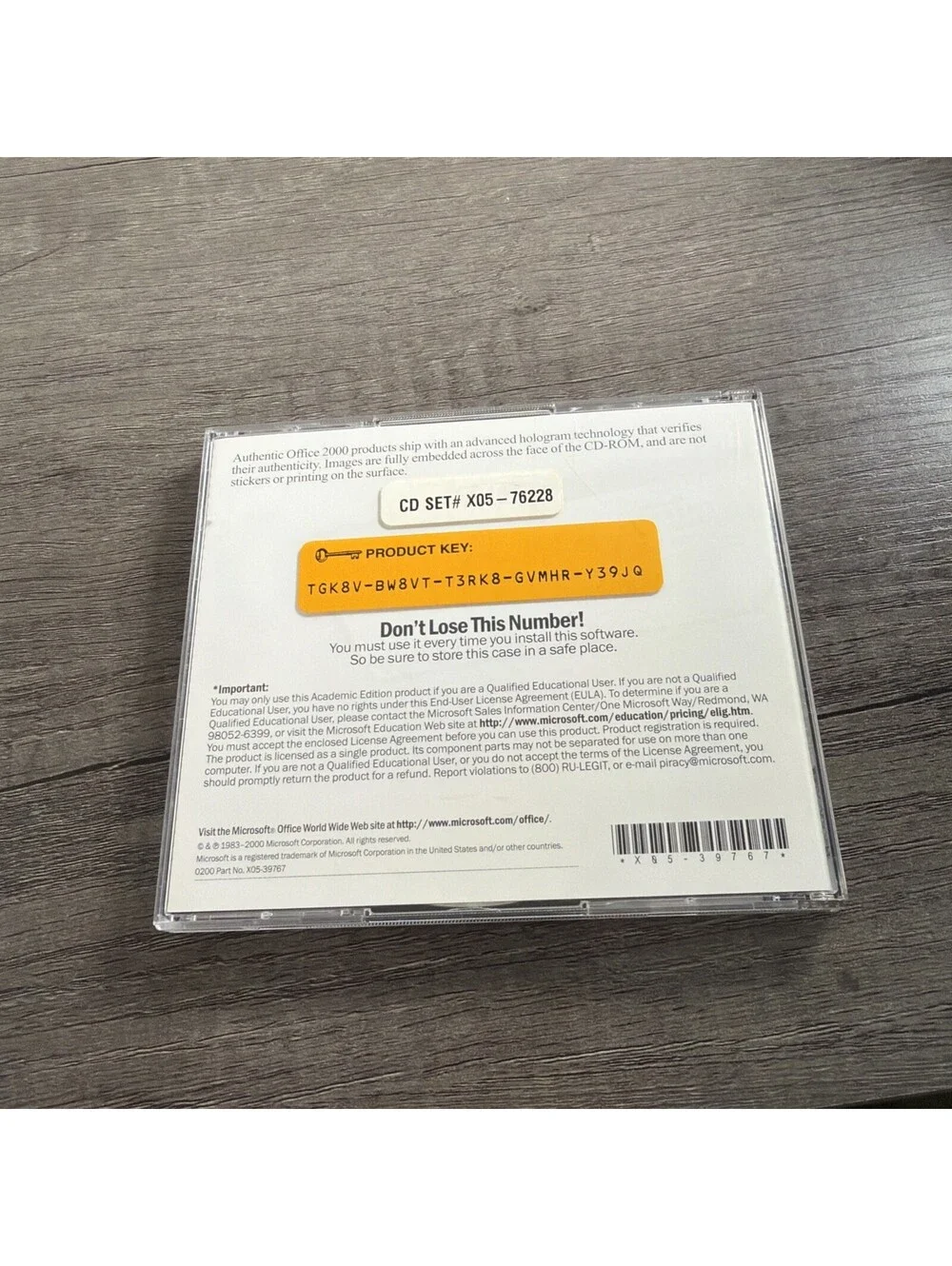 Microsoft Office 2000 Professional  Academic Edition with Product Key.